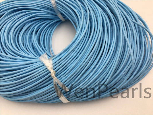 1.5mm,2mm sky blue Leather Cord,1 yard,5 yards,10 yards,round leather cord,DIY leather cord,LC2-104