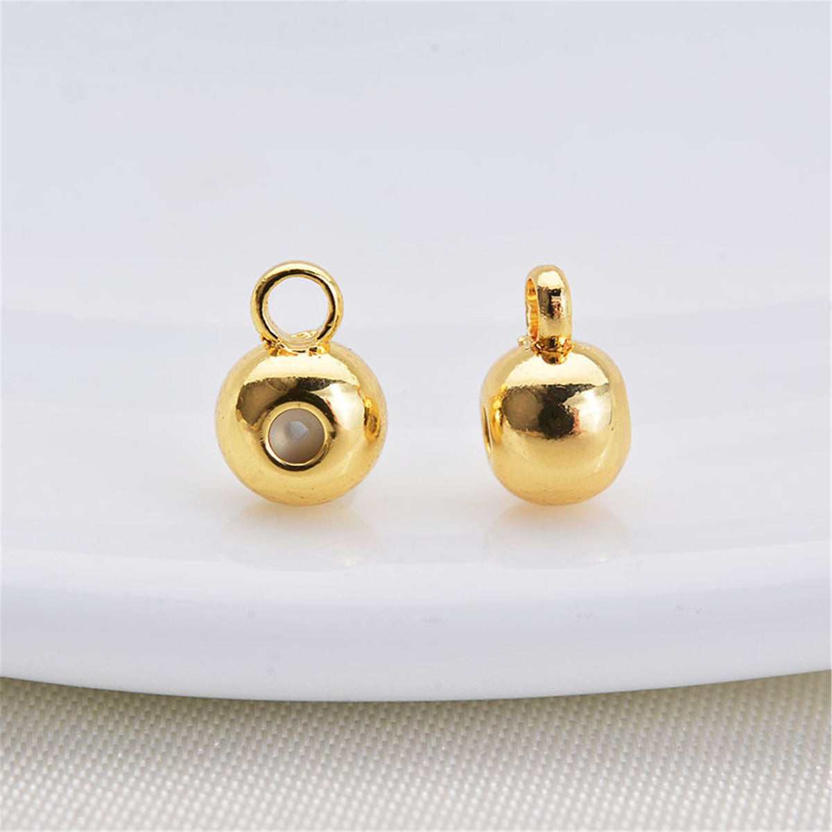 20pcs 4mm Yellow Gold Round silica gel Spacer Beads,copper plated 18k solid gold,AAL-003-3