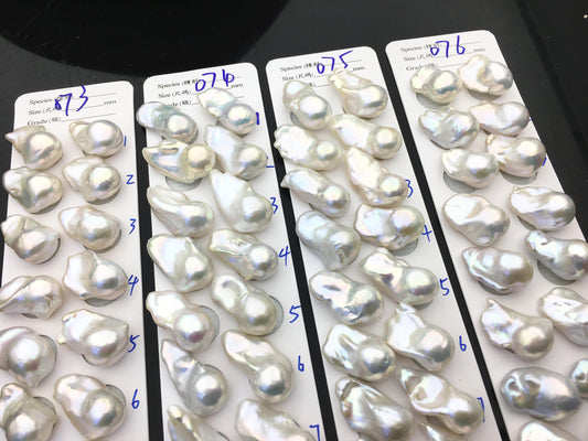1 pair AAA 14-18x20-28mm White Flameball Pearl Pairs, Baroque Cultured Freshwater Pearl, 0.9mm top half hole, flameball pearls, FL15-3A-8-44