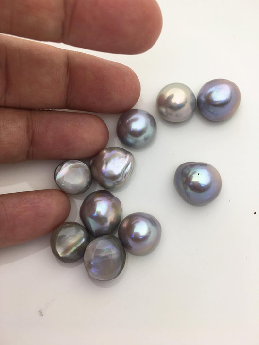 10pcs AAA 12-15mm Gray Baroque Mabe Natural Rainbow Freshwater Pearls,no hole,MB-T5