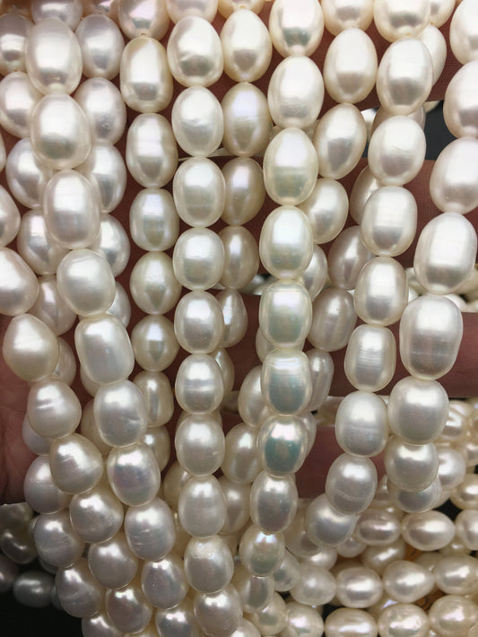 AA 8.4-9.3x8.5-13mm white rice freshwater pearls, diy pearl beads, rice pearl necklace, Christmas pearl necklace, LR9-2A-1