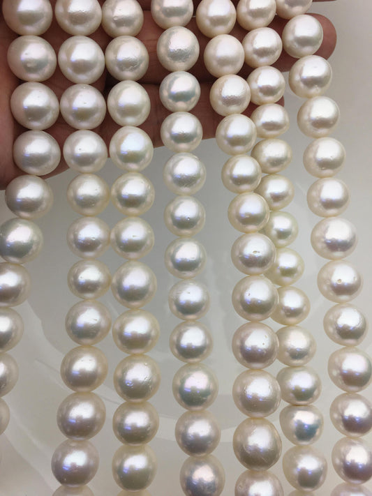 AA+ 11-13mm white round freshwater pearls, loose pearl beads, round pearl string, pearl necklace DIY jewelry material, RP11-2A-4