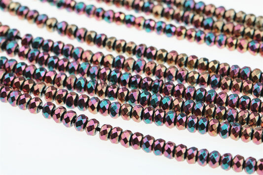 Hematite rainbow ,3x4mm Rondelle Beads,AAA, 135pcs,15.5 inches,G50-B34-001