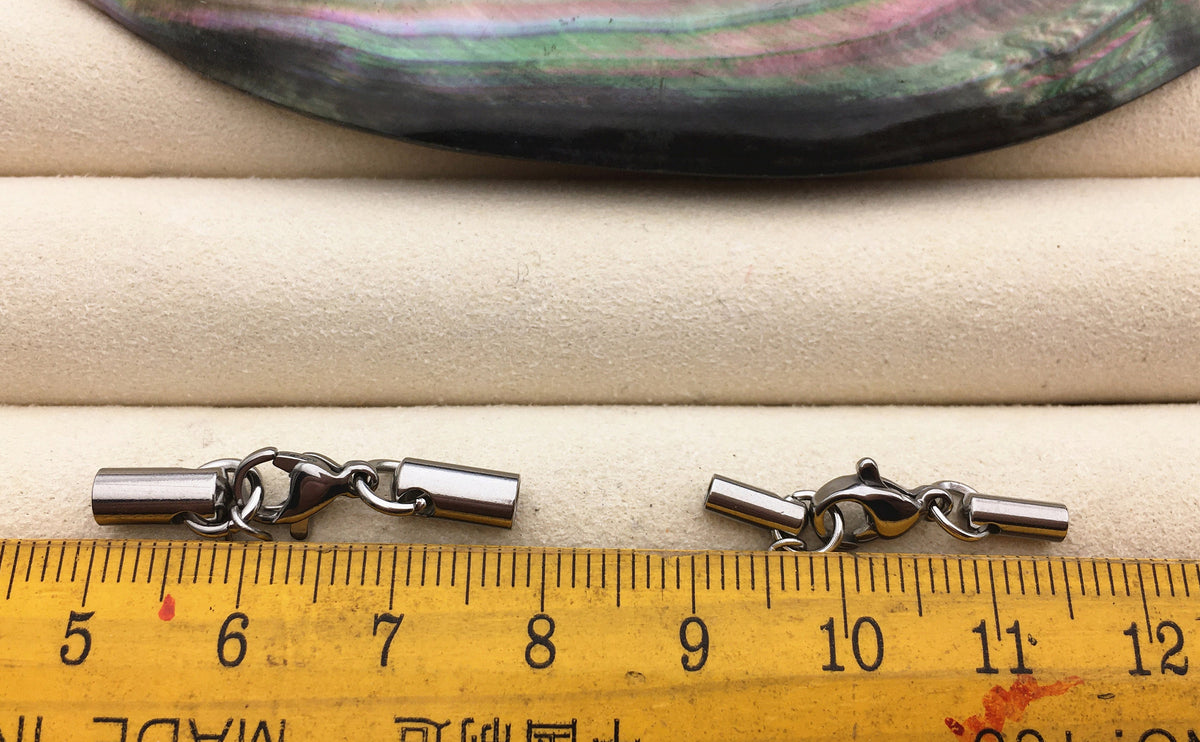 5pcs 2.2mm 3.2mm hole round leather cord bracelet necklace lobster clasp, stainless steel necklace bracelet clasp, AAL-002