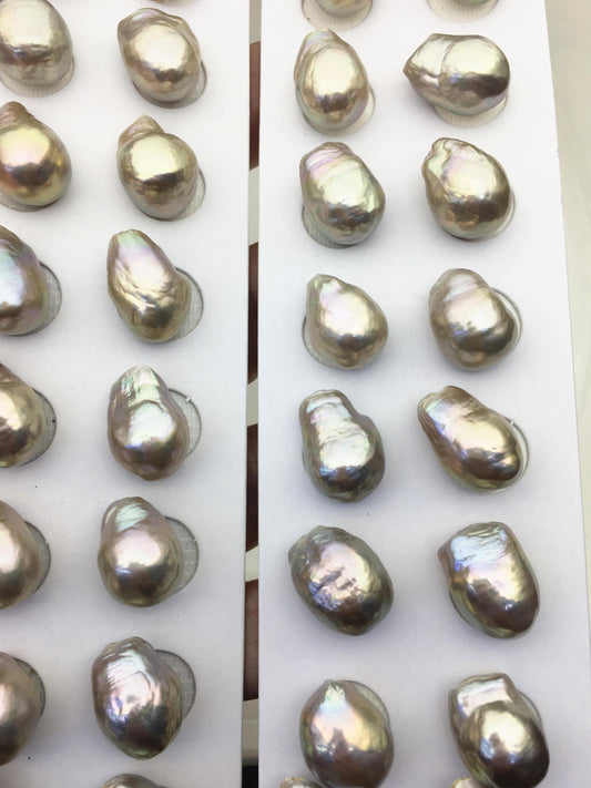 5pairs AAA 12-13mm Gray Rainbow long baroque drop edison freshwater pearl Pair,no hole,ED11-3A-2-18
