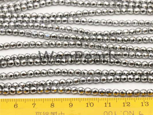 Hematite silver Gray,2mm Faceted Round,AAA,180 beads,15.5 inches,G50-R2-004