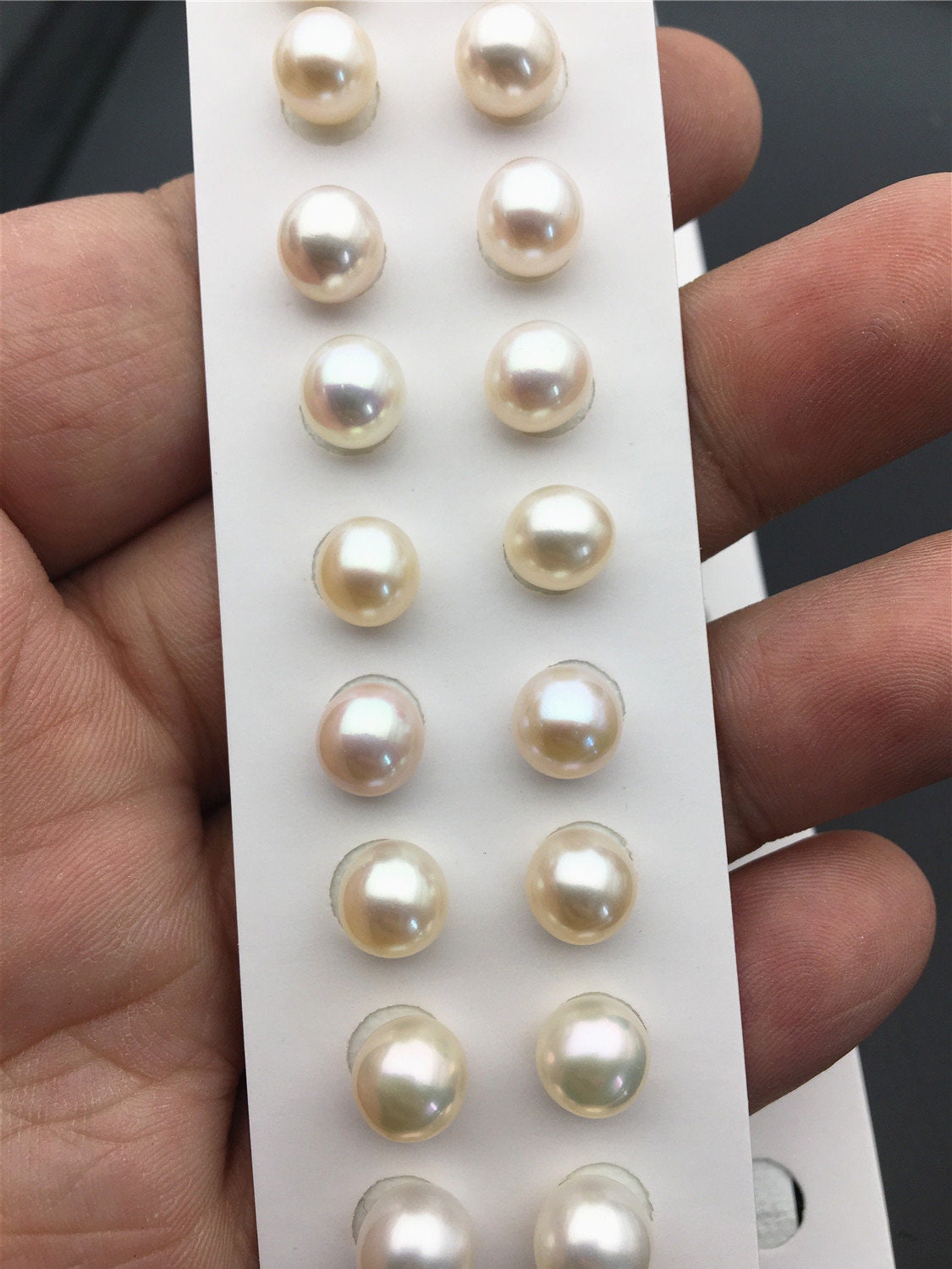 AAA 7.5-8mm/8-8.5mm white round freshwater pearls pair, for pearl earrings, for pearl ring, rp8-3ay-gj-1