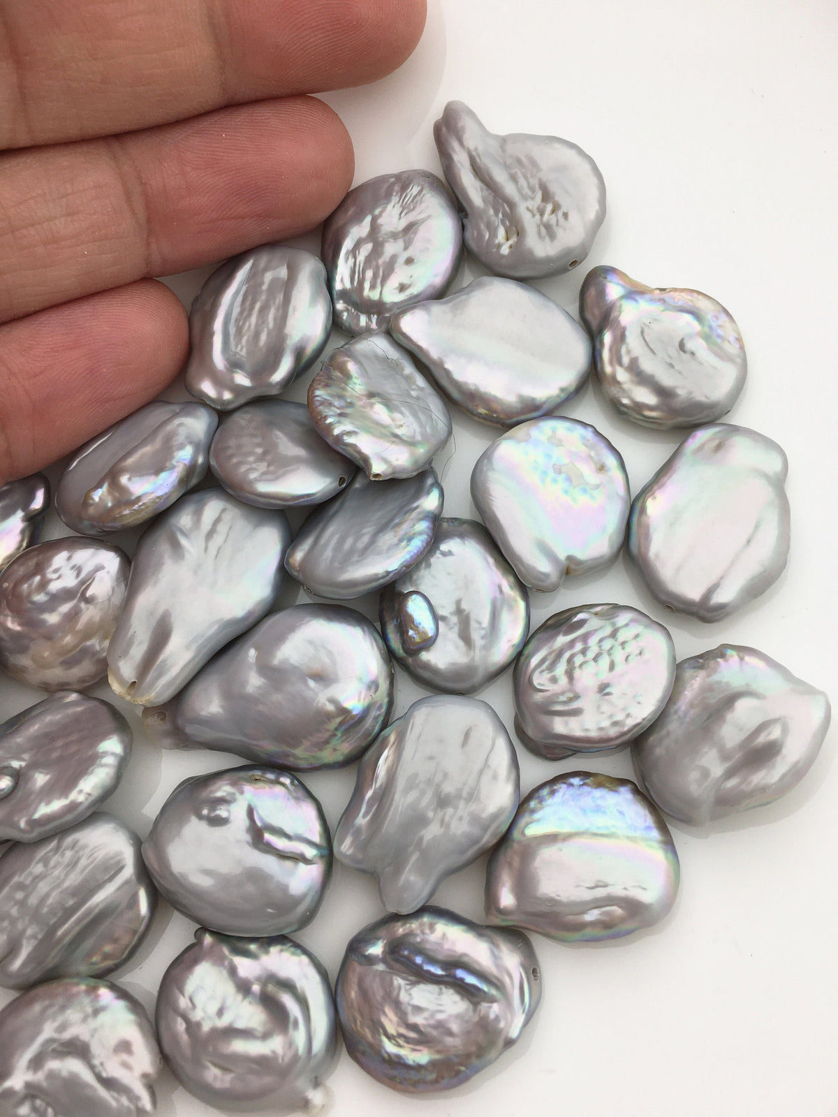 10pcs AA 16-17mm gray coin freshwater pearls,1.0mm through hole,COIN16-T2
