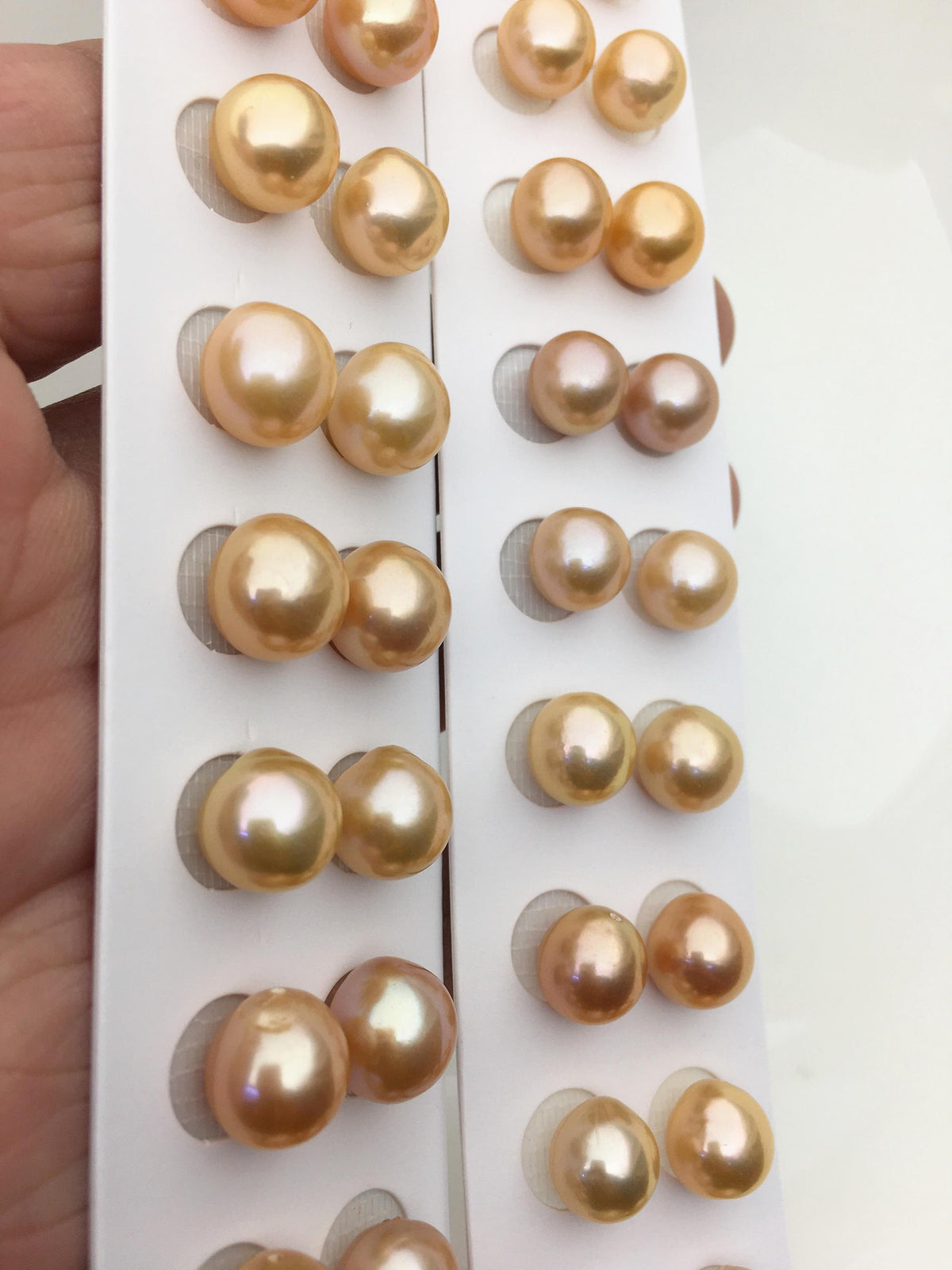 2 pairs AAA 10-11mm orange rice freshwater pearls,half hole,LR10-T9