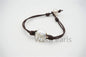 Big White Coin Pearl fashion jewelry, pearl Leather Pearls Bracelet - plait leather bracelet - Genuine freshwater pearl - Le7-136
