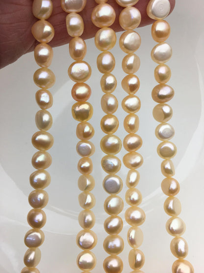 AAA 8-9mm orange peachnugget freshwater pearls, irregular nugget freshwater pearl strand, Bulk Supplier, china wholesale, LM8-T1
