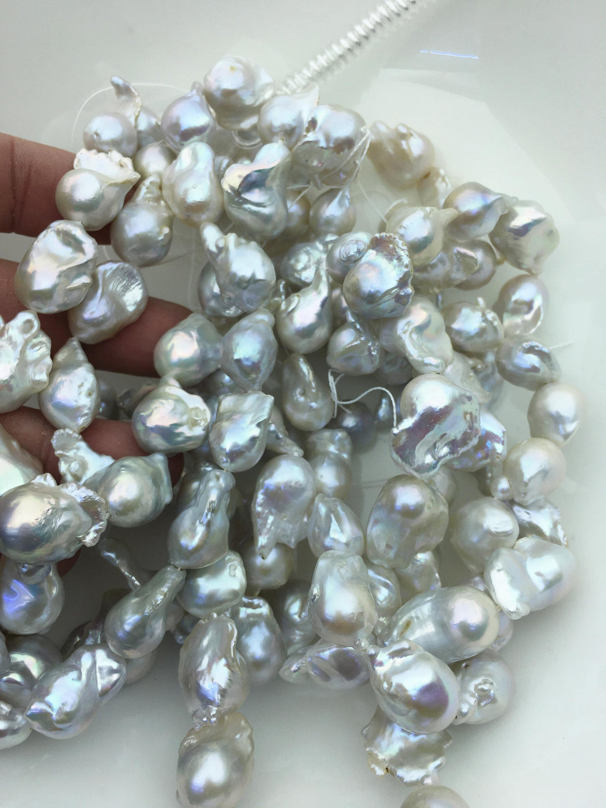 15.5'' AA+ 12-15mm White flame ball pearl,FL15-2A-5-3