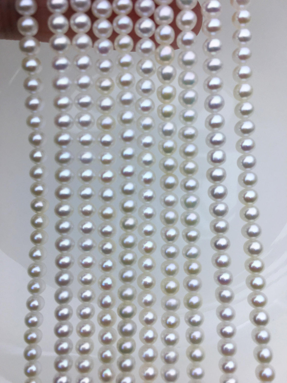 AAA 4-4.5mm white button near round freshwater pearls, 4mm seed pearl, white round pearl, full strand, pearl wholesale, RP4-3AY-GJ-2