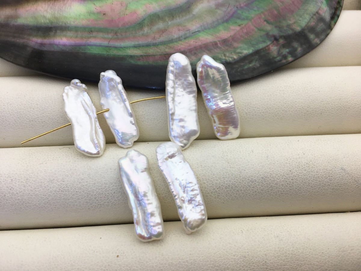 2 pairs AAA 7-8mm White Biwa keshi pearls Pair, for make dangle earrings, baroque pearl, loose pearl beads, very high luster, ZS-127-36-5