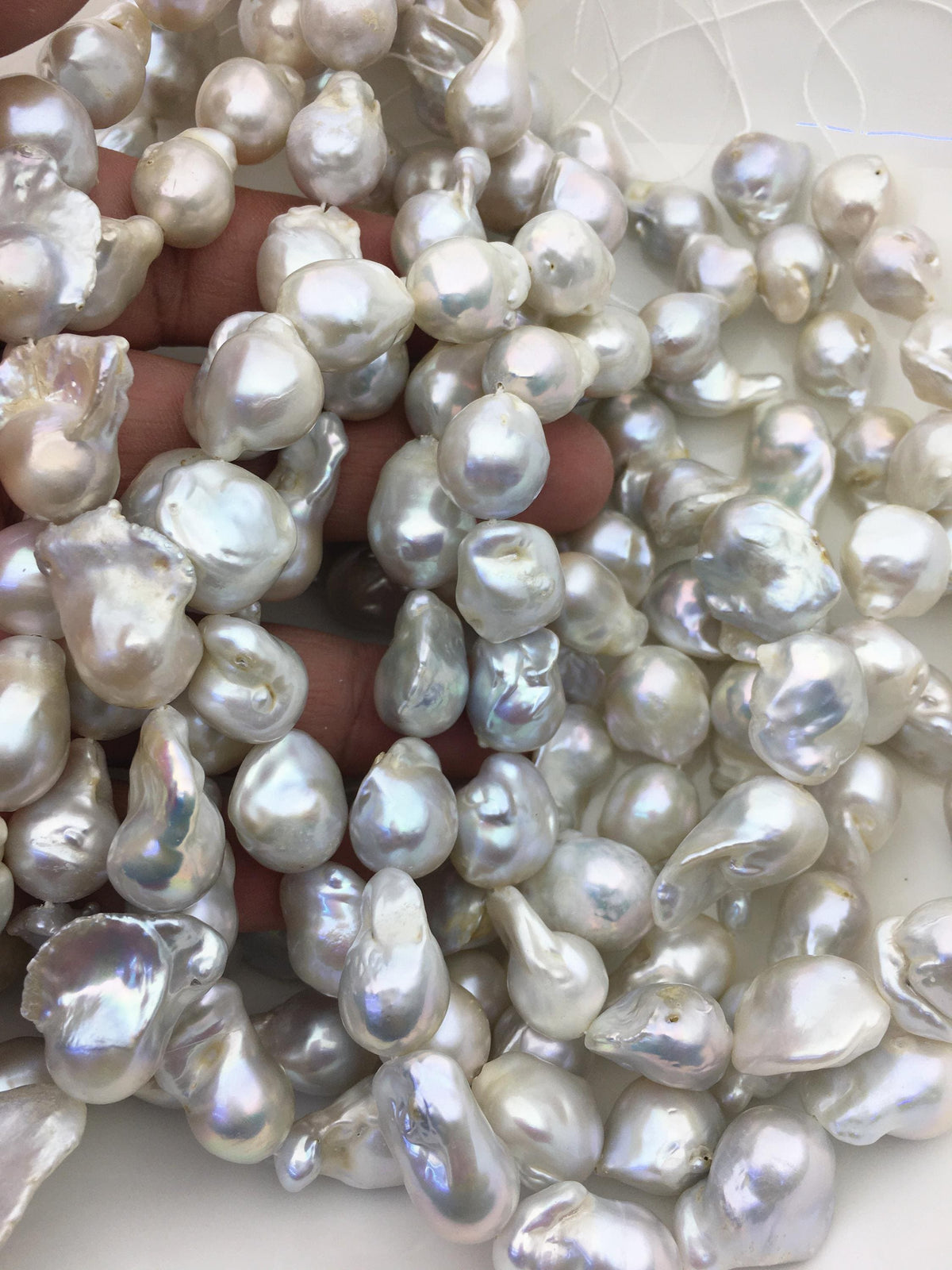 15.5'' A+ 12-14mm white flame ball pearl,FL15-2A-5-20