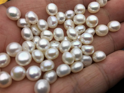 10pcs AAA 7-7.5mm high luster button round freshwater pearl,half drilled,BTN7-4A-1-2