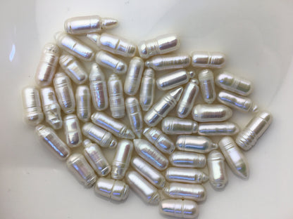 10pcs AA+ 6-8.5mm White Cylinder Shape Freshwater Pearl,0.6mm through hole,ZS-103-18-1