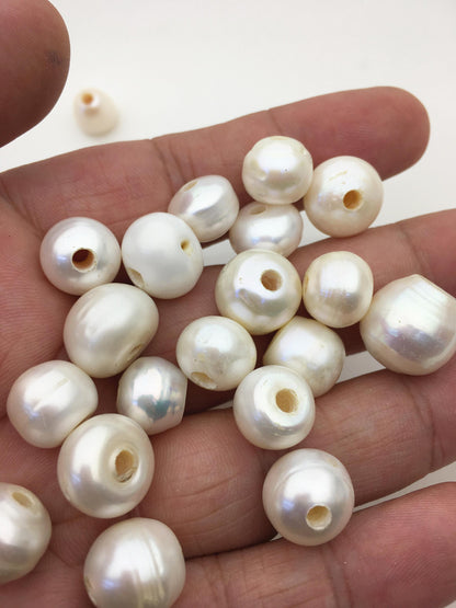 20pcs AA+ 11.5-14mm Big white button freshwater pearls, 3mm large hole, Rondelle pearl Beads, loose freshwater pearl, DIY material, SM13-T3
