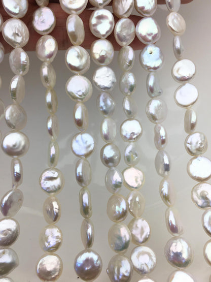 AA+ 10-11mm White Coin freshwater pearls,diy bead,flat round pearl bead,COIN12-2A-2-27