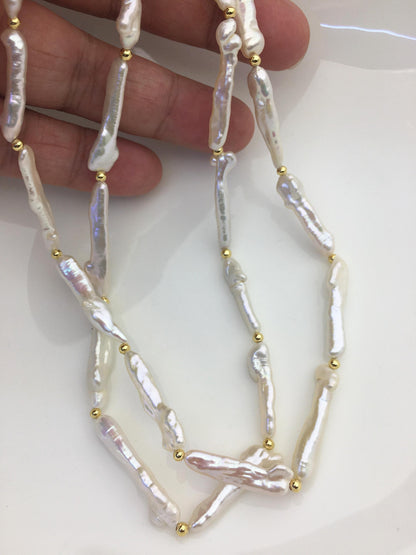 33'' AA+ 4-8mm white toothpick keshi biwa freshwater Pearl necklace,genuine freshwater Pearl necklace,NPN1-024-6
