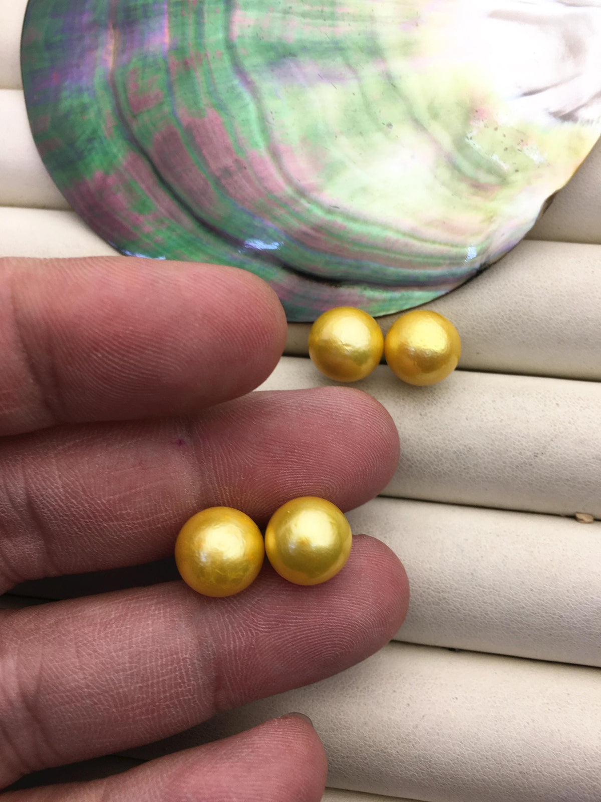 1 pair AA+ 10-11mm yellow round edison pearl stud earrings, S925 Sterling Silver stud earrings, wedding pearl earrings, SE3-T9-13
