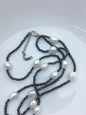 32'' AAA 10-11mm white nugget pearl black Hematite Necklace,NPN1-T25