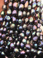 17.5'' AA+ 10.3-11.3mm deep green black nugget pearl Necklace,NPN1-T29
