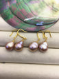 AAA 10-11mm natural rianbow drop edison pearl dangle earrings, yellow gold S925 Sterling Silver earrings, wedding pearl earrings, SE3-T9-71