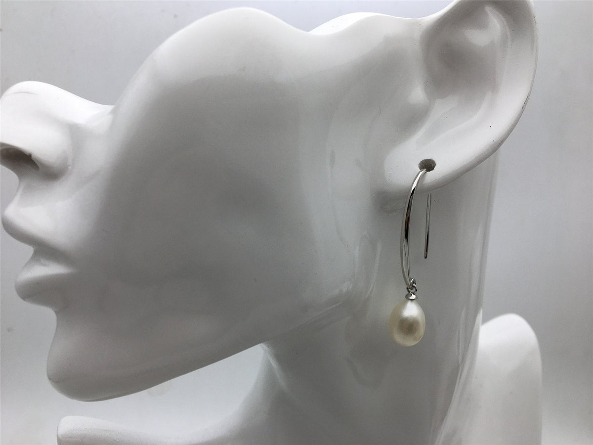 AAA big White rice pearl Big dangle earrings,S925 Sterling Silver pearl earrings,pearl for women,SE3-101