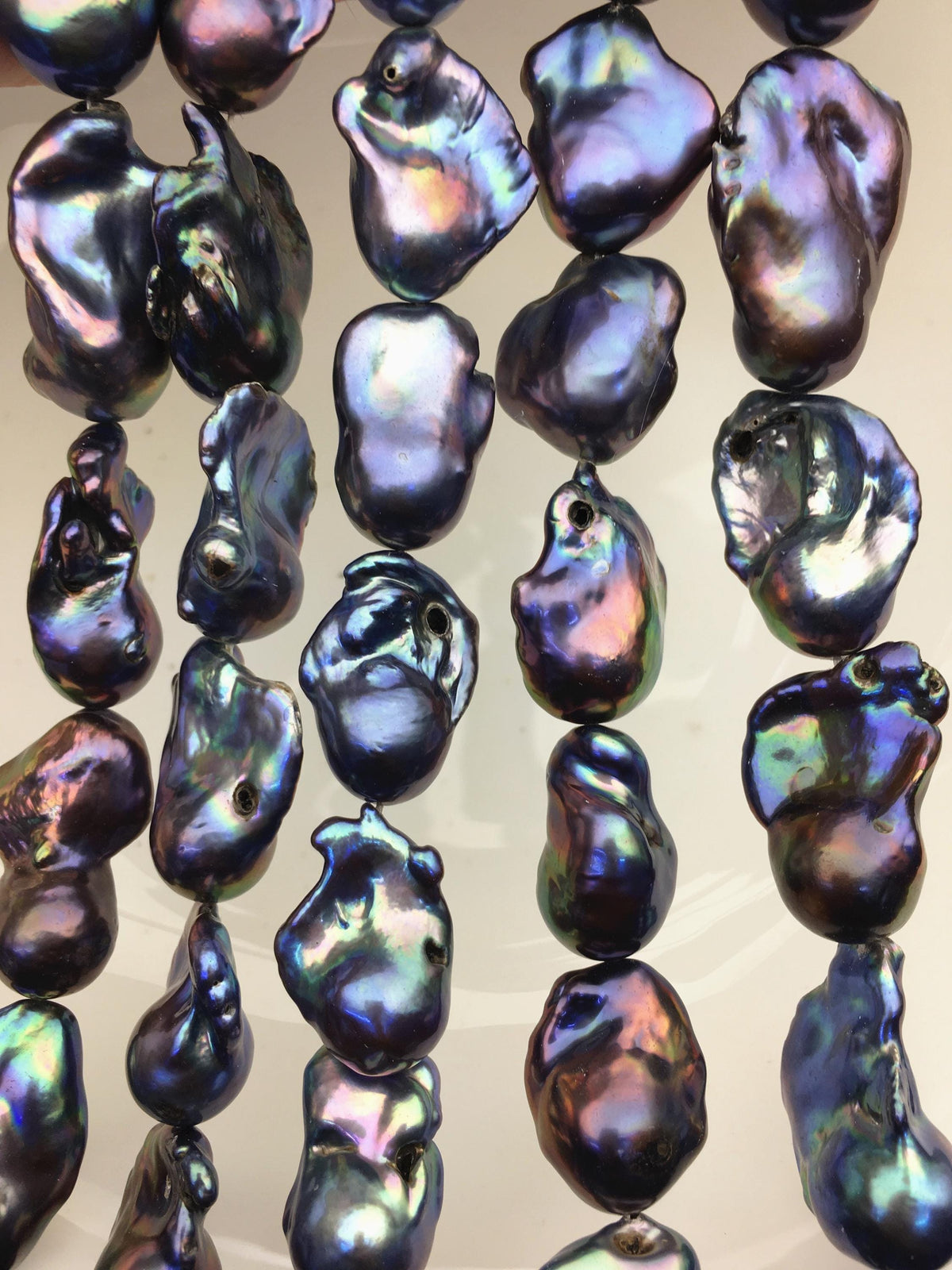 15.5'' AA 13-17mm Green Black Rainbow flame ball pearl,FL15-2A-5-42