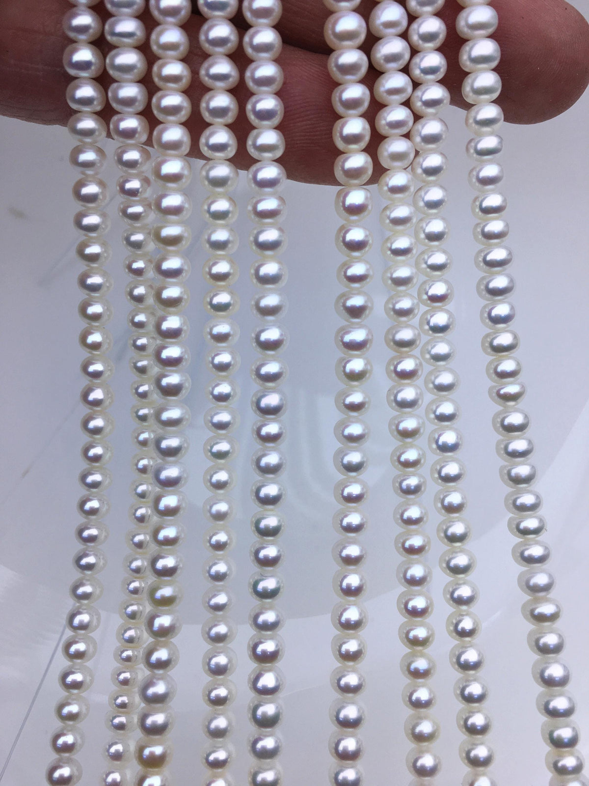 AAA 4-4.5mm tiny White button round freshwater pearls, Rondelle pearl Beads, white freshwater pearl, loose strands, SM4-3A-43