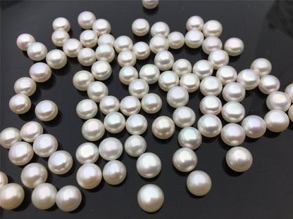 10pcs AAA 7.5-8mm high luster button round freshwater pearl,half drilled,BTN7-4A-1-4