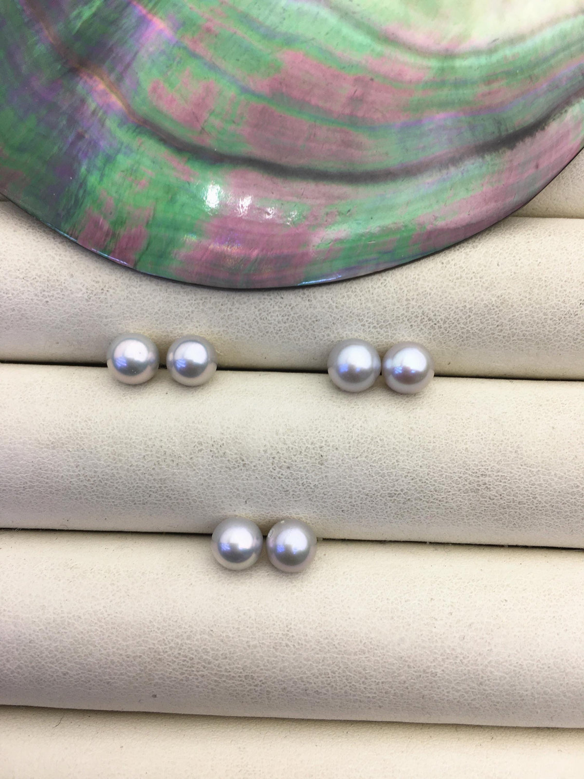 2 pairs AAA 6-6.5mm gray round freshwater pearl pair, round loose pearl wholesale, for pearl earrings, for pearl ring, RP6-3A-8