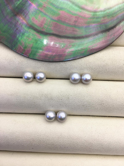2 pairs AAA 6-6.5mm gray round freshwater pearl pair, round loose pearl wholesale, for pearl earrings, for pearl ring, RP6-3A-8