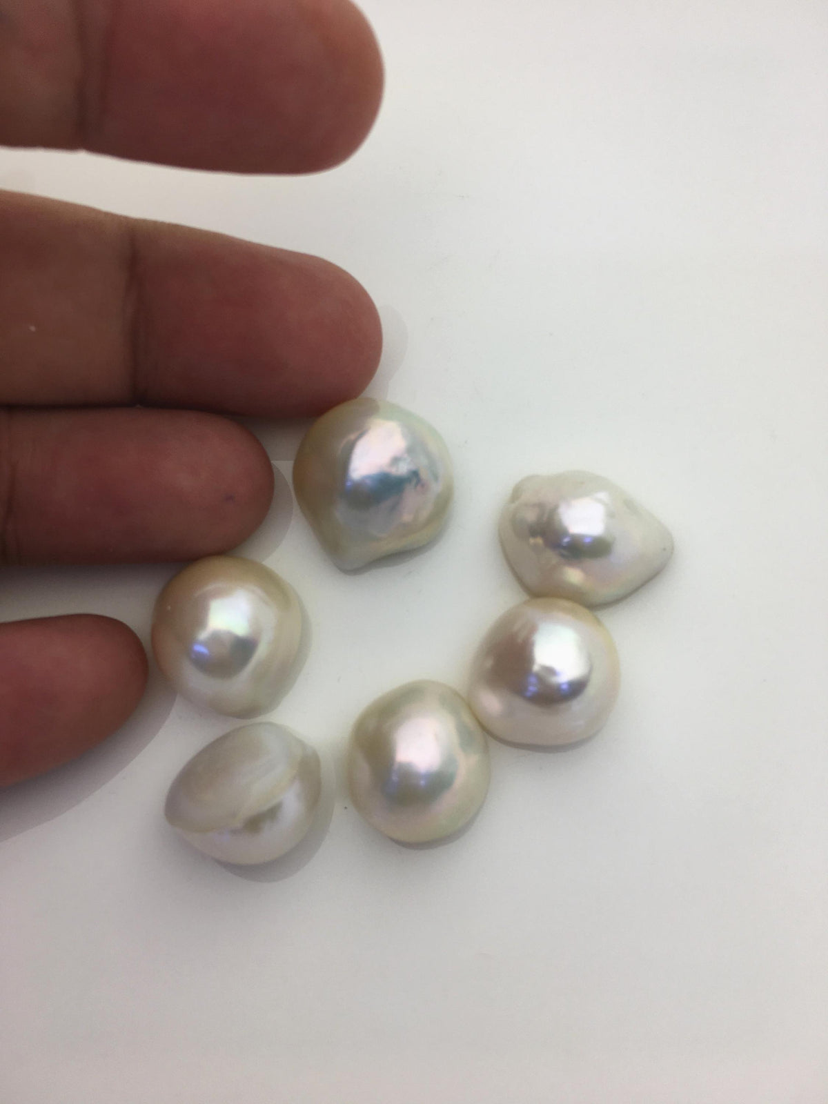 6pcs AAA 15-16mm white Baroque Mabe Freshwater Pearls,no hole,MB-T39