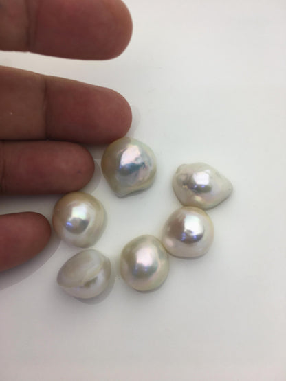 6pcs AAA 15-16mm white Baroque Mabe Freshwater Pearls,no hole,MB-T39