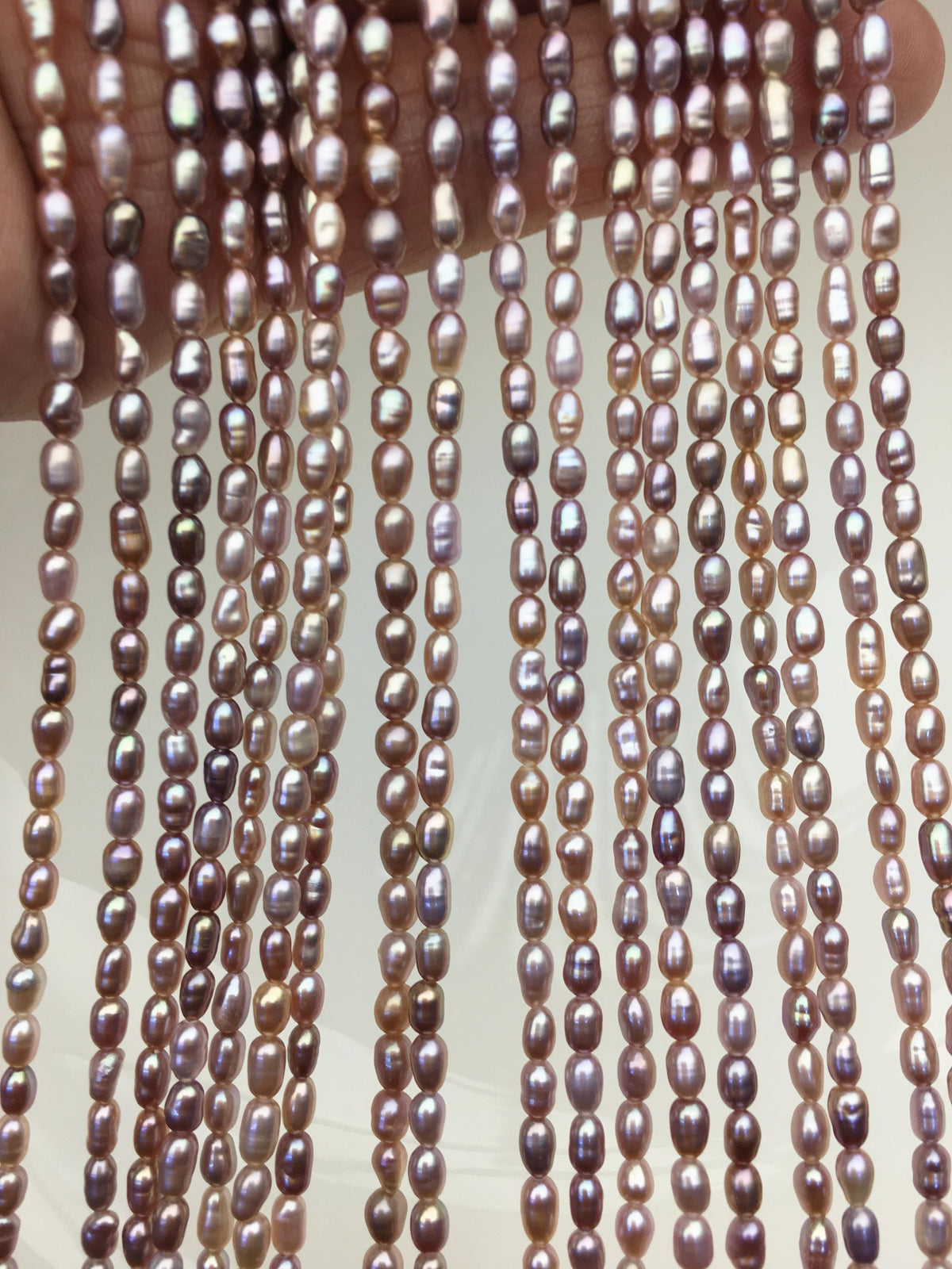 AAA 3-3.5x3.5-6mm purple rainbow long rice pearls, full strand, oval loose pearl beads, diy pearl, ultured pearl, diy pearl beads, LR3-3A-36
