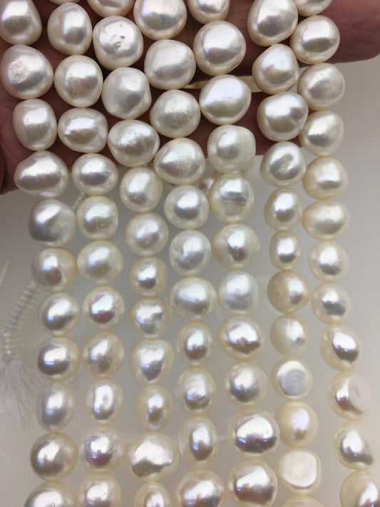 AA 11mm white nugget freshwater pearls, full strand, white baroque pearl, irregular pearl, pearl wholesale supply China, LM11-T1