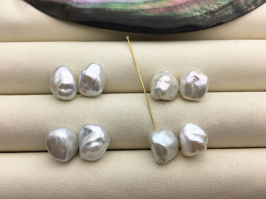 1 Pair AAA 10–11mm White Keshi Pearl Beads for Dangle Earrings | ZS-127-62-11