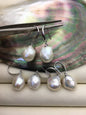 1 pair AA+ 12-14mm white baroque drop edison pearl dangle earrings, S925 Sterling Silver earrings, wedding pearl earrings, SE3-T9-21
