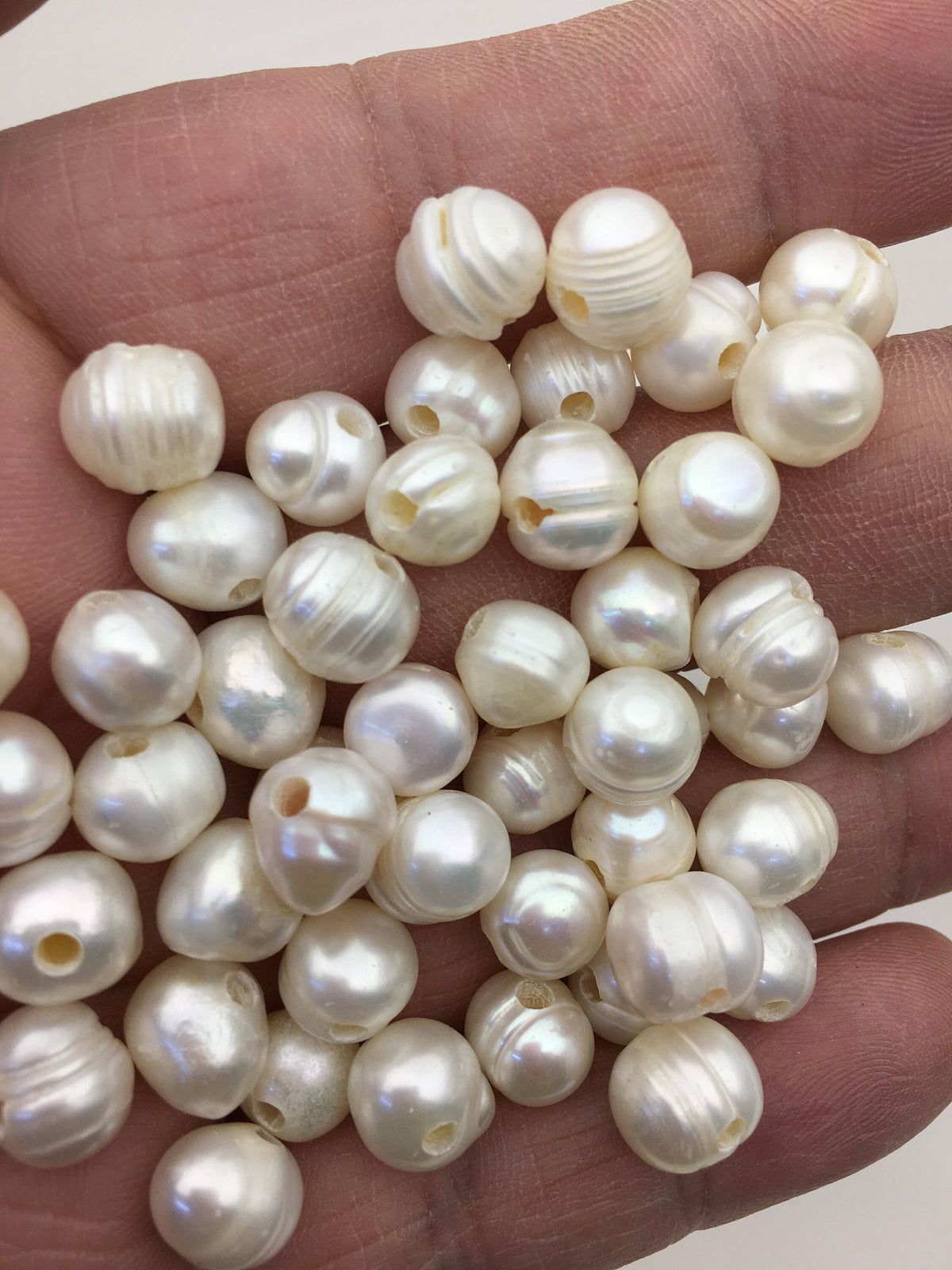 30pcs AA 9-10mm white potato freshwater pearls,2.2mm large hole,CR9-2A-9
