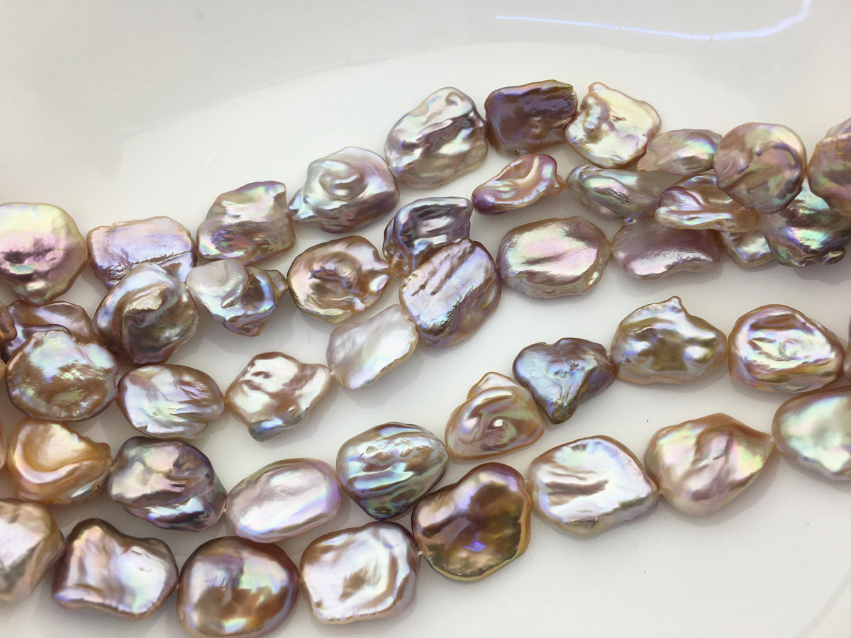 Purple Keshi Freshwater Pearl Strand — 16–19 mm