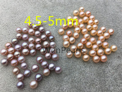 5pcs AAA 4.5-5mm pink/purple seed pearl bead, small freshwater round loose pearl wholesale, tiny pearl supply, half hole, no hole, RP4-3A-3