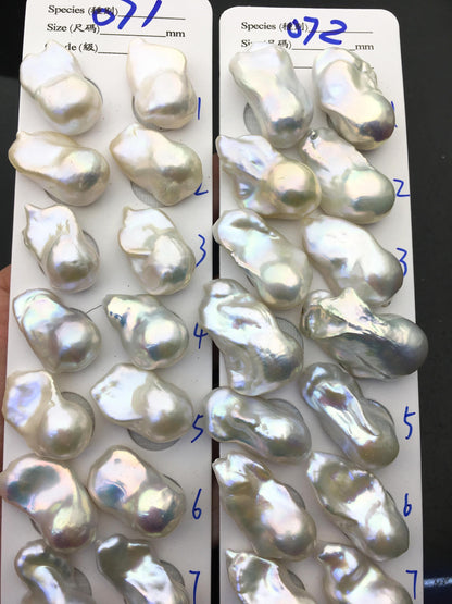 1 pair AAA 14-18x20-28mm White Flame ball Pearl Pairs-0.9mm top half hole-large Baroque freshwater pearl pairs, Fire Ball Pearl, FL15-3A-8-43