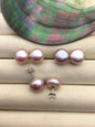 1 pair AAA 11-12mm purple button round Pearl Stud Earrings, freshwater pearl earrings, classic pearl studs, SE1-069-23