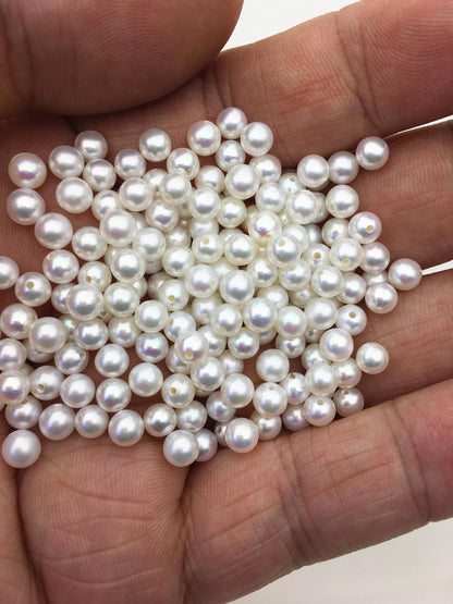 10pcs AAA 4.5-5mm seed round freshwater pearl bead, white freshwater round loose pearl wholesale, tiny pearl supply, RP4-3A-8