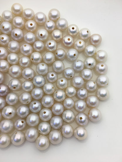20pcs AAA/AA+ 9-10mm white round freshwater pearls,2.2mm large hole,RP9-T1