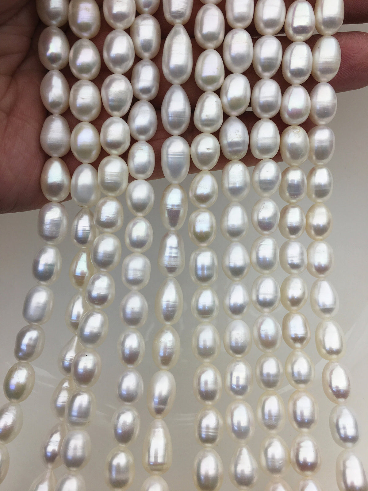 AA+ 8-8.5mm x 9-11mm Cultured White Freshwater Rice Pearls beads,drop pearl necklace,diy pearl beads,gift for her,LR8-T3