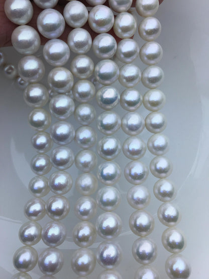 AA+ 11-13mm white round freshwater pearls, loose pearl beads, round pearl string, pearl necklace DIY jewelry material, RP12-2A-3