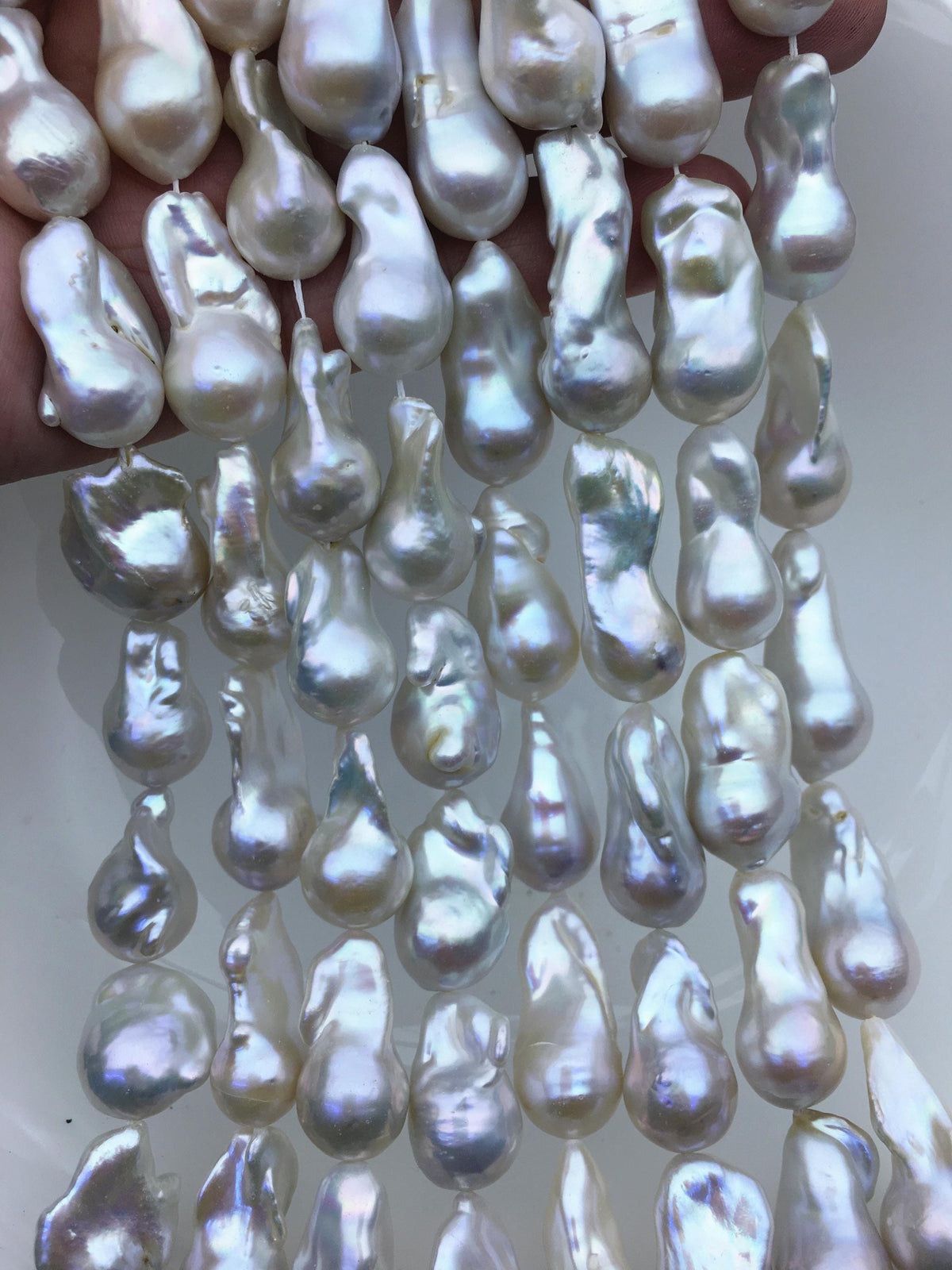 15.5'' AAA 13-15mm White flame ball pearl,FL15-3A-7-30